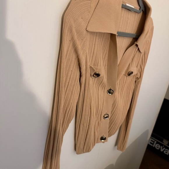 Sandro Ribbed Button-Up Cropped Cardigan Size Small - Picture 3 of 7